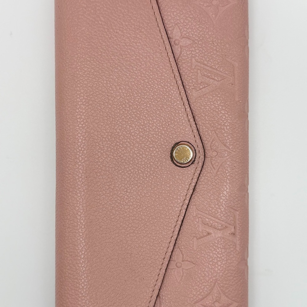 Louis Vuitton Poudre Empriente Sarah Wallet w/ Chain Blush Pink - Picture 2 of 16